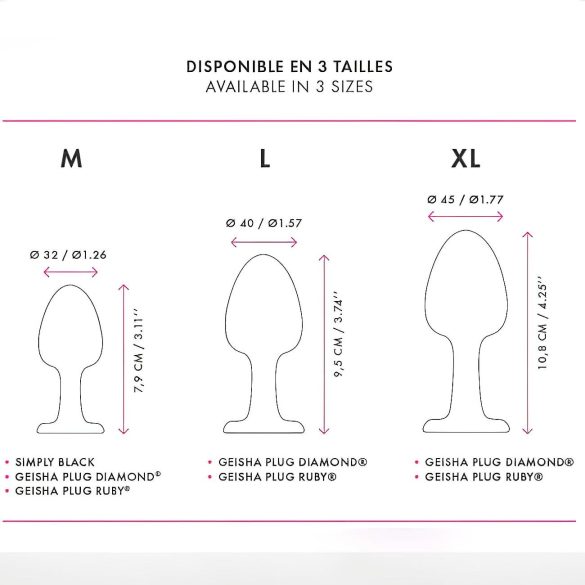 Dorcel anālais plug ar rozā akmeni Geisha Plug Ruby M melns