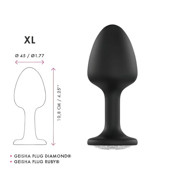 Dorcel Geisha Plug Diamond XL - balta akmens anālais aizbāznis (melns)