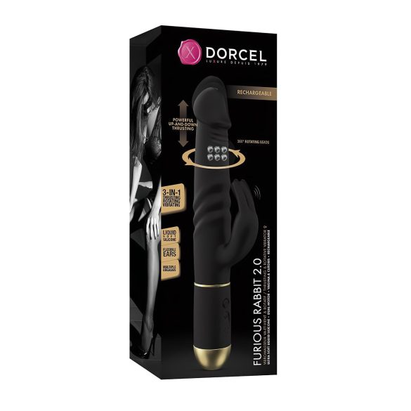 Dorcel Furious Rabbit 2.0 - vibrators ar klitora stimulatoru, melns