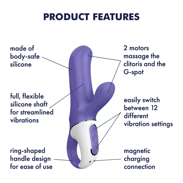 Satisfyer Magic Bunny - ūdensizturīgs vibrators ar klitora rociņu (violets)