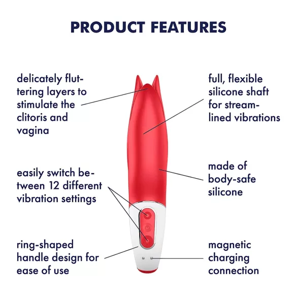 Satisfyer Power Flower - uzlādējams, ūdensizturīgs vibrators (sarkans)
