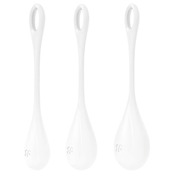 Satisfyer Yoni Power 1 - Geišas bumbiņu komplekts - balts (3 daļas)