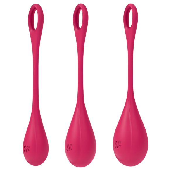 Satisfyer Yoni Power 1 - Geišu bumbiņu komplekts - sarkanā (3 daļas)