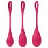Satisfyer Yoni Power 1 - Geišu bumbiņu komplekts - sarkanā (3 daļas)