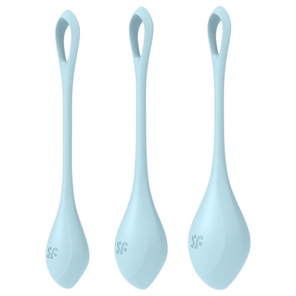 Satisfyer Yoni Power 2 - geišu bumbiņu komplekts - zils (3 daļas)