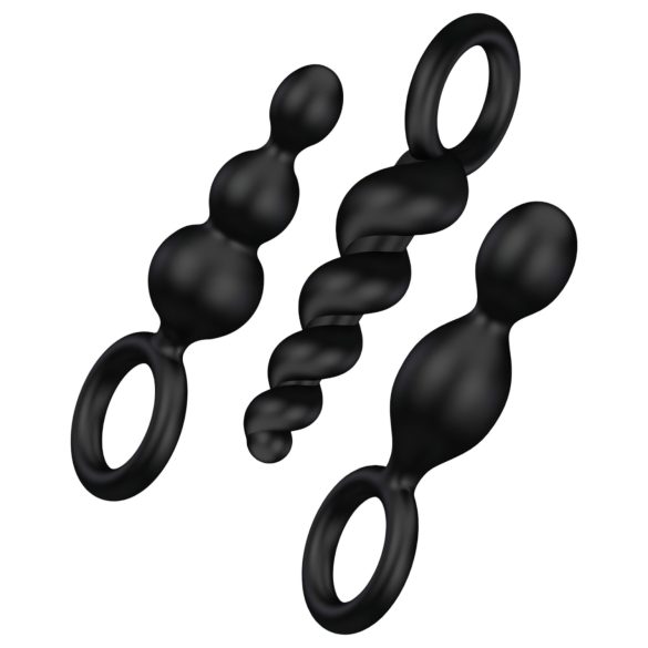 Satisfyer Booty Call - melnā anālā aizbāžņu komplekts (3 daļas)