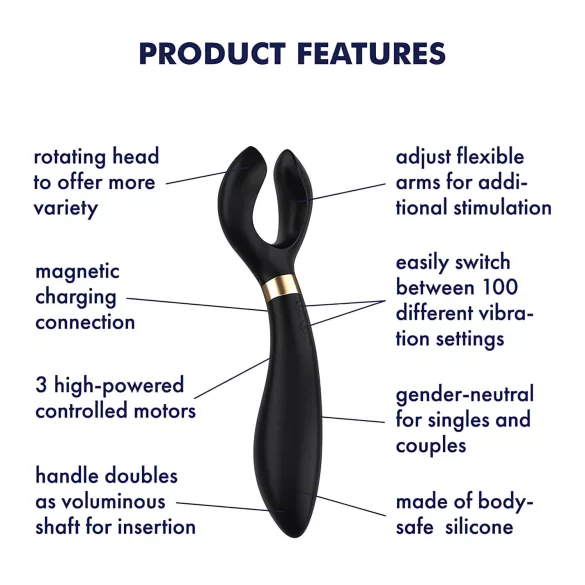 Satisfyer Endless Fun - uzlādējams, ūdensizturīgs pāru vibrators (melns)