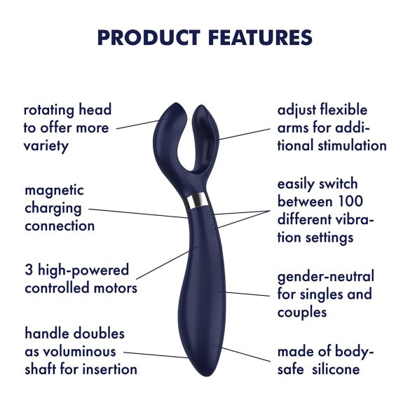 Satisfyer Endless Fun - pāru vibrators, uzlādējams, ūdensizturīgs, zils
