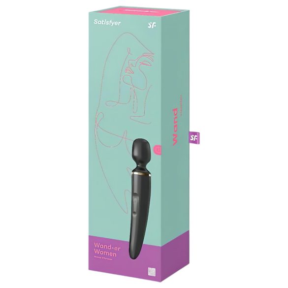 Satisfyer Wand-er Woman - masāžas vibrators ūdensizturīgs melns