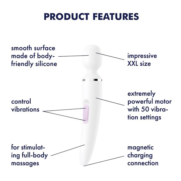 Satisfyer Wand-er Woman - ūdensizturīgs masāžas vibrators (balts)
