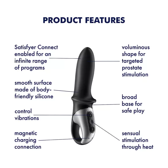 Satisfyer Hot Passion - anālais vibrators ar sildīšanu, melns