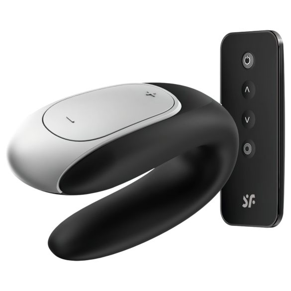 Satisfyer Double Fun - gudrā, ūdensizturīgā pāru vibrators (melna)