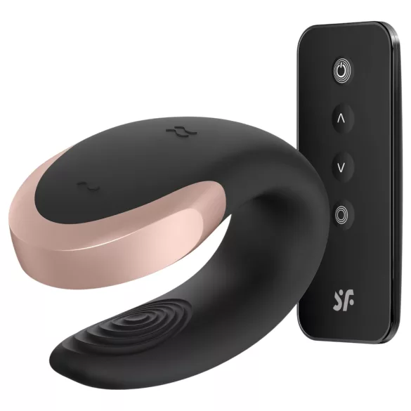 Satisfyer Double Love - pāru vibrators ar tālvadību, viedais, melns