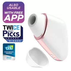   Satisfyer Love Triangle - lietotnes vadāms gaisa viļņu klitora stimulators (balts)