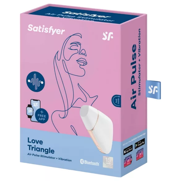 Satisfyer Love Triangle - lietotnes vadāms gaisa viļņu klitora stimulators (balts)