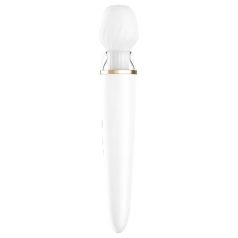   Satisfyer Double Wand-er - masāžas vibrators ar aplikāciju baltā krāsā