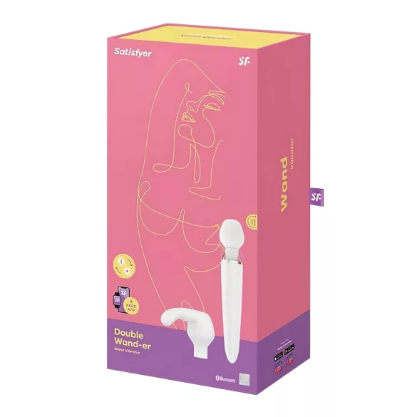 Satisfyer Double Wand-er - lietotnes vadāms masāžas vibrators (balts)