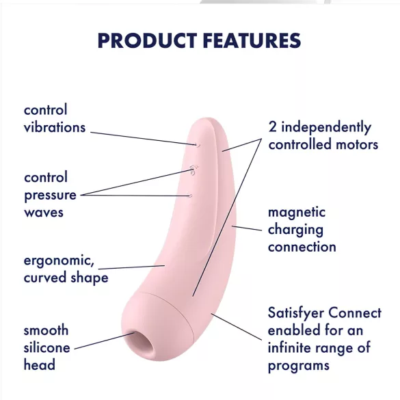 Satisfyer Curvy 2+ - klitora stimulatora ar gaisa viļņiem rozā