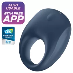   Satisfyer Strong One - lietotnes vadāms vibrējošs dzimumlocekļa gredzens vīriešiem (zils)