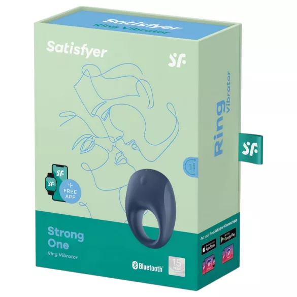 Satisfyer Strong One - lietotnes vadāms vibrējošs dzimumlocekļa gredzens vīriešiem (zils)