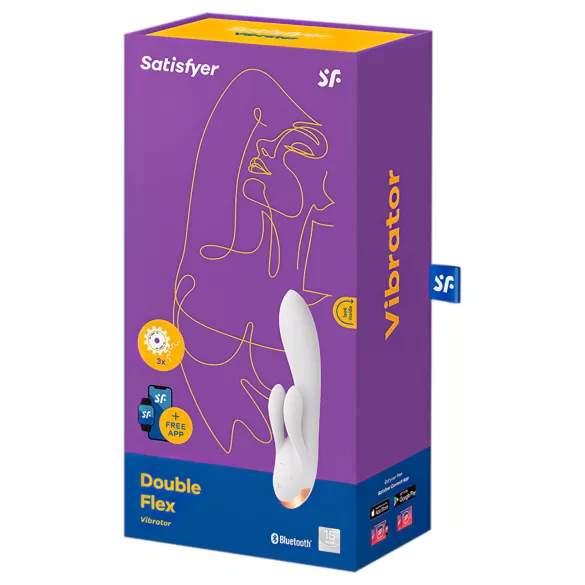 Satisfyer Double Flex - lietotnē vadāms vibrators ar klitora kājiņu (balts)