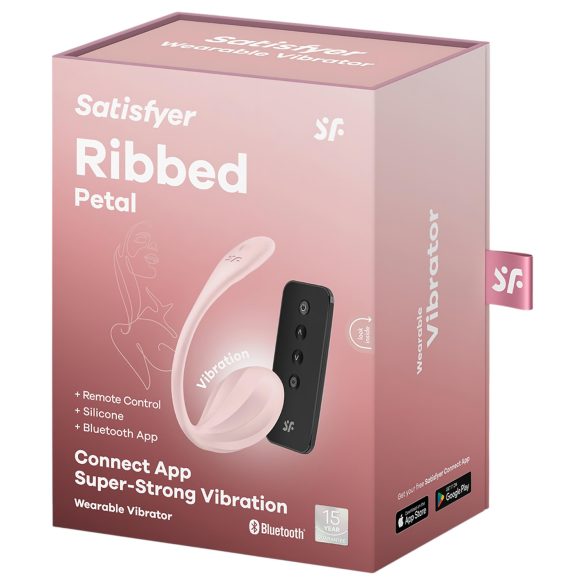Satisfyer vibrējoša ola ar tālvadību, rozā, Ribbed Petal