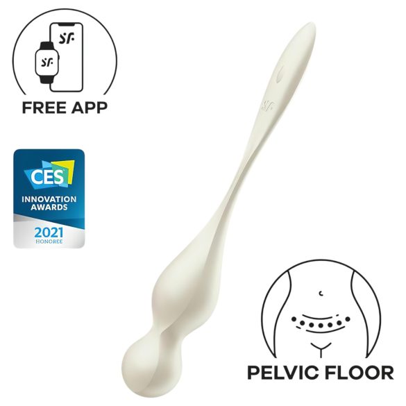 Satisfyer Love Birds 1 - gudra, vibrējoša gejša bumbiņa (balta)