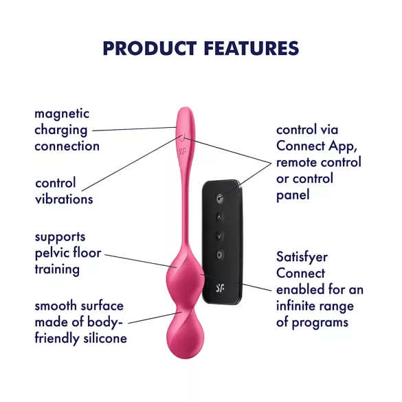 Satisfyer Love Birds 2 - lietotnes vadāmas vibrējošās geišas bumbiņas (rozā)