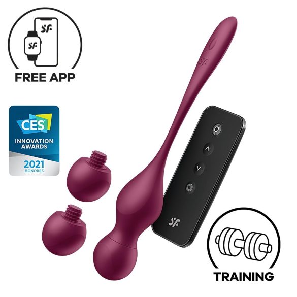Satisfyer Love Birds Vary - gudra, maināma Geiša bumbiņa (sarkana)