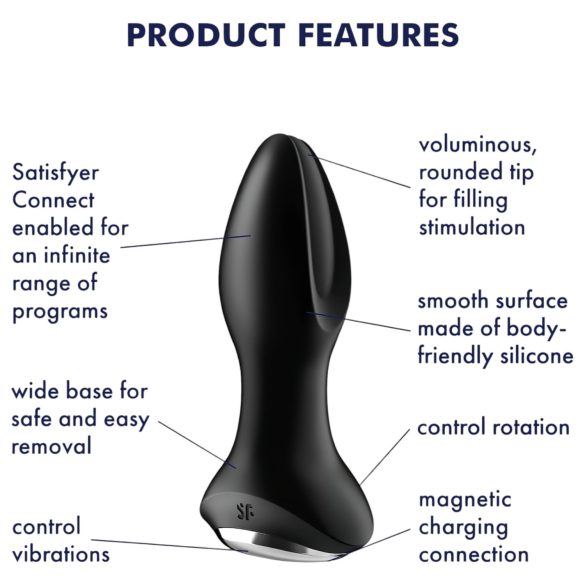 Satisfyer Rotator Plug 2 - pērļu anālais vibrators (melns)