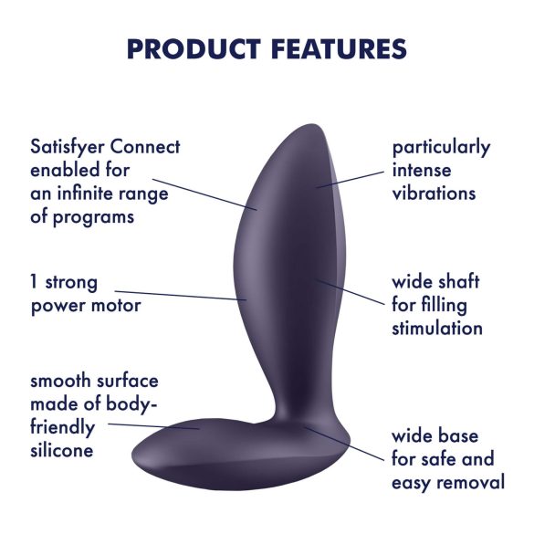 Satisfyer anālais vibrators ar aplikāciju vadību, violets