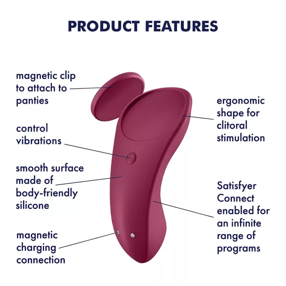 Satisfyer Sexy Secret - valkājams, ar lietotni vadāms biksīšu vibrators (sarkans)