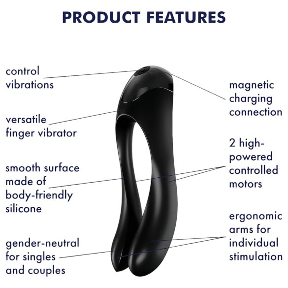Satisfyer Candy Cane - ūdensizturīgs divkāršs vibrators ar akumulatoru melns