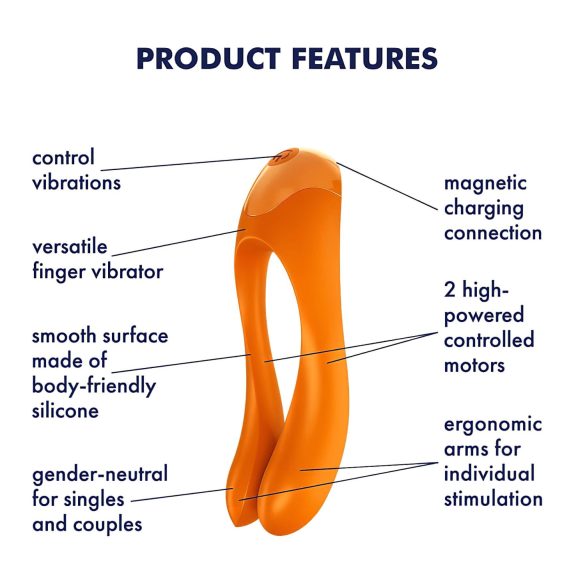 Satisfyer Candy Cane - ūdensizturīgs divžuburu vibrators uzlādējams oranžs