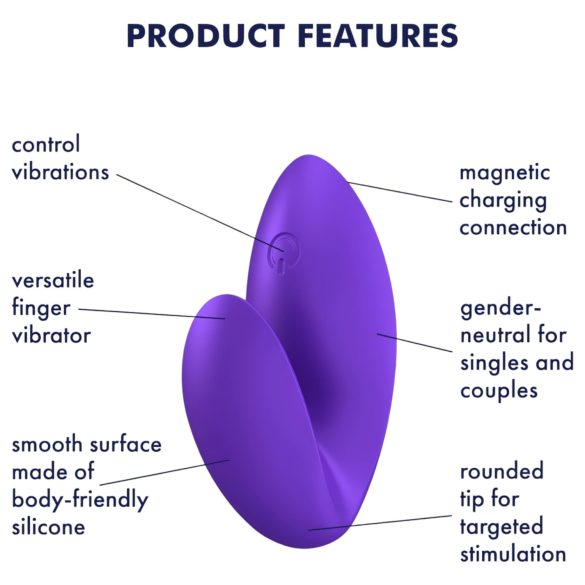 Satisfyer pirkstu vibrators uzlādējams ūdensizturīgs violets