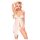 Penthouse babydoll komplekts ar rozēm balts - M/L