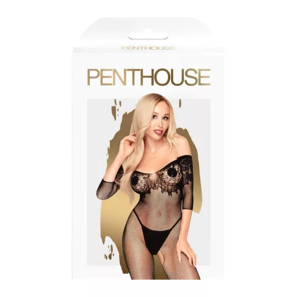 Penthouse sieviešu body ar ziedu rakstu melns - XL