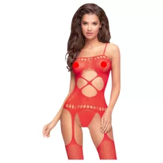  Penthouse Hot Nightfall - sieviešu atvērts viļņains tīkliņtērps sarkans - XL