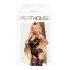 Penthouse Hottie - mežģīņu, siksnu, režģu komplekts (melns)