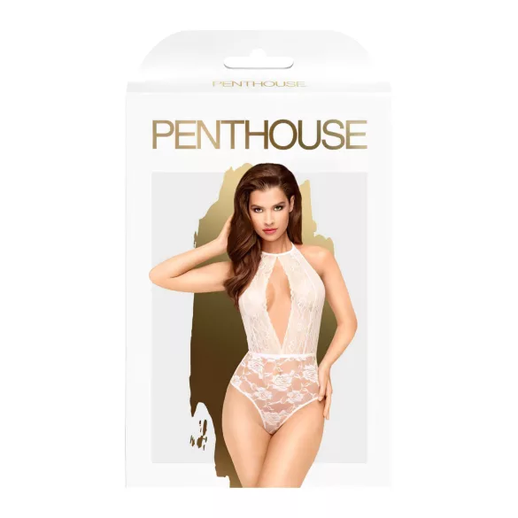 Penthouse sieviešu bodijs ar apkakli balts - M/L