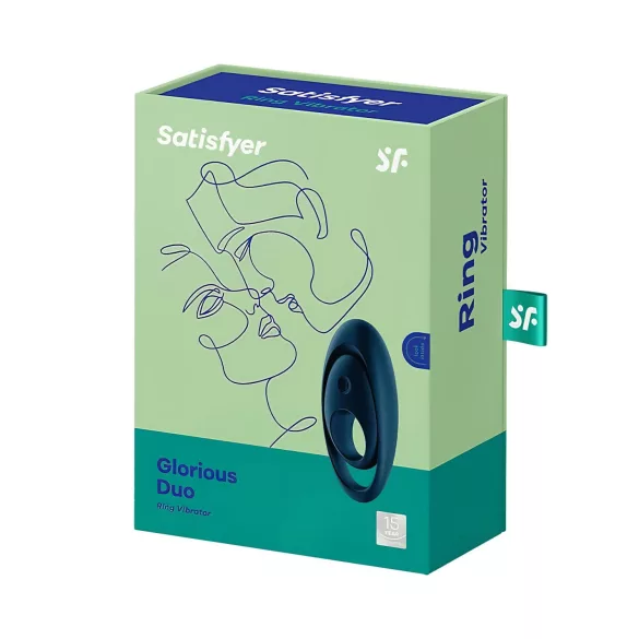 Satisfyer vibrējošs erekcijas gredzens Glorious Duo zilā krāsā