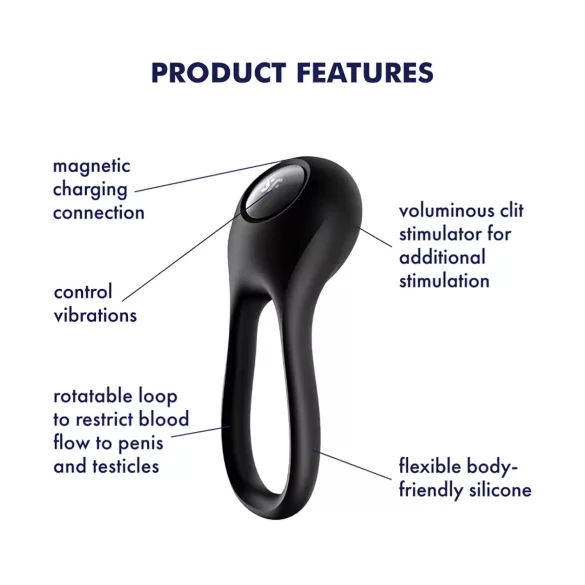 Satisfyer Majestic Duo - uzlādējams ūdensizturīgs erekcijas gredzens melns