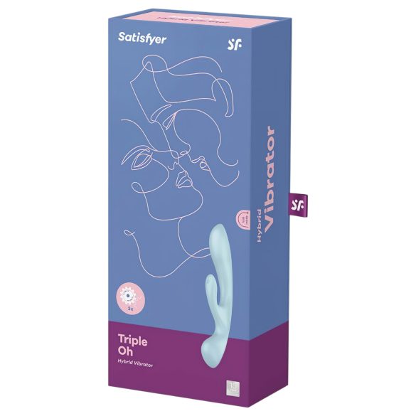 Satisfyer Triple Oh - uzlādējams vibrators ar klitora stimulatoru zils