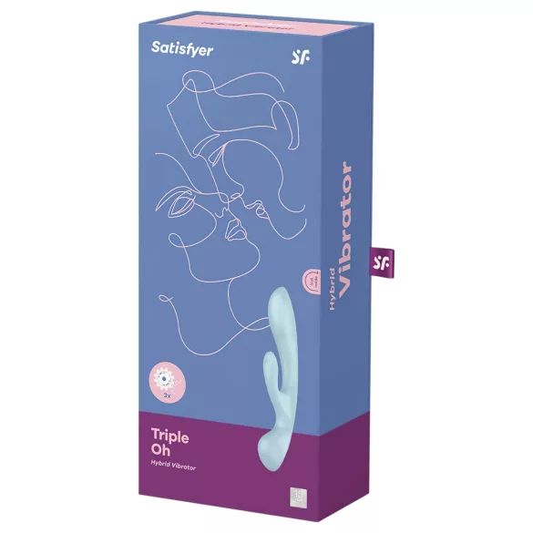 Satisfyer Triple Oh - uzlādējams vibrators ar klitora rociņu (zils)
