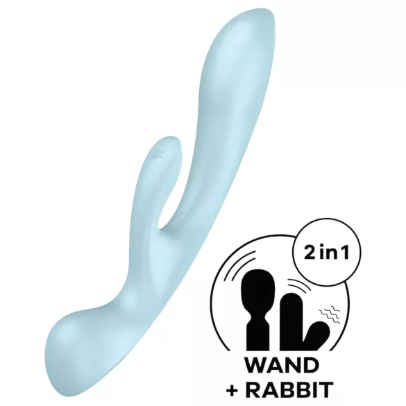 Satisfyer Triple Oh - uzlādējams vibrators ar klitora rociņu (zils)