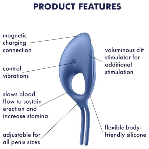 Satisfyer Swordsman - akumulatora vibrējošs erekcijas gredzens zils