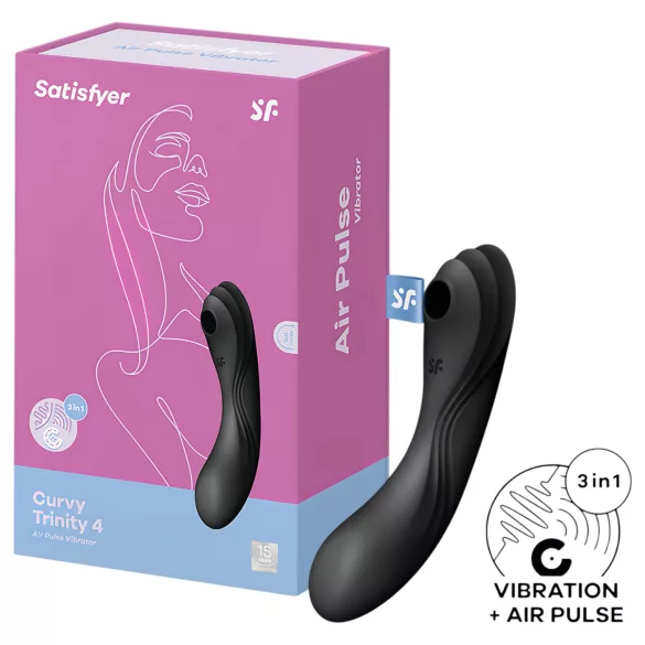 Satisfyer Curvy Trinity 4 - gaisa viļņu 2‑in‑1 vibrators (melns)