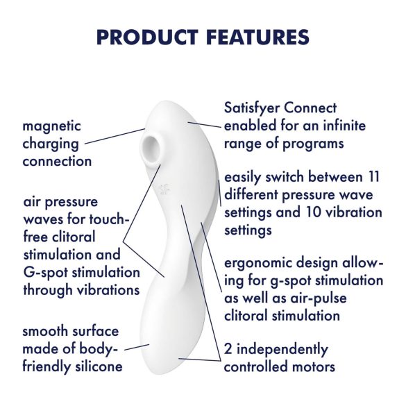 Satisfyer Curvy Trinity 5+ - sieviešu vibrators un klitora stimulators balts