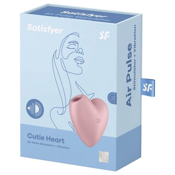 Satisfyer Cutie Heart - klitora stimulators ar gaisa viļņiem uzlādējams rozā