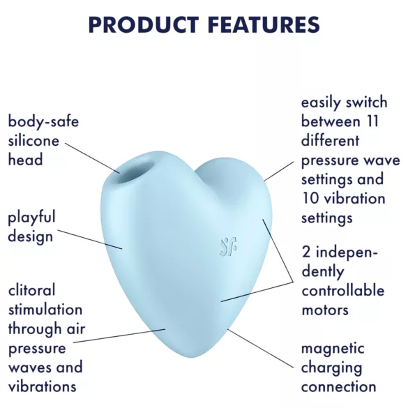 Satisfyer Cutie Heart - klitora stimulators ar gaisa viļņiem uzlādējams zils